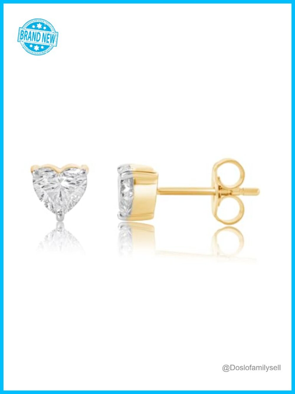 14K Yellow Gold Heart Cut Lab Grown Diamond Stud Earrings 1 Ct IGI Certified